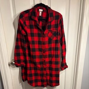 Wondershop Red and Black Plaid Long PJ Shirt